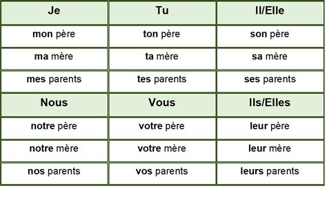 Les Adjectifs Possessifs