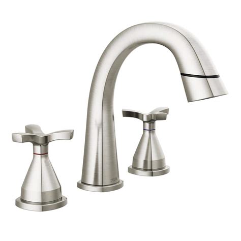 Delta Stryke 8 In Widespread Double Handle Bathroom Faucet With Pull Down Spout In Lumicoat