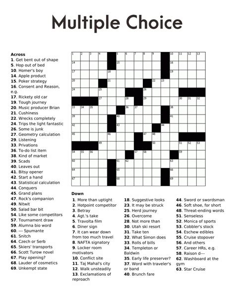 Printable Crossword Puzzles For Adults Free Printable Jd