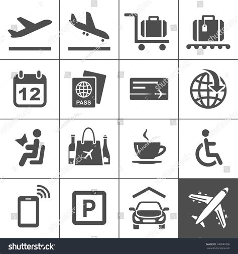 Airport Icon Set Universal Airport And Air Travel Icons Simplus