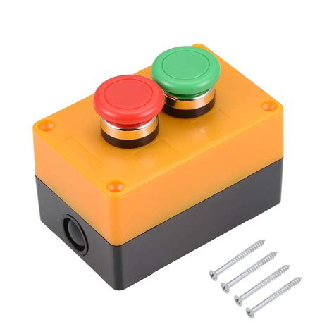 Uxcell Push Button Switch Box Momentary NO NC Red Green Mushroom