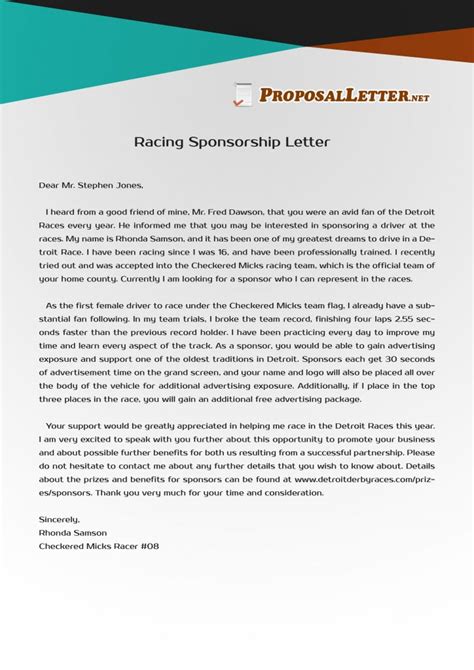 Pinproposal Letter Samples Usa On Racing Sponsorship Letter Regarding