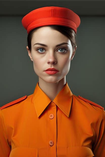 Premium Ai Image A Woman In An Orange Uniform