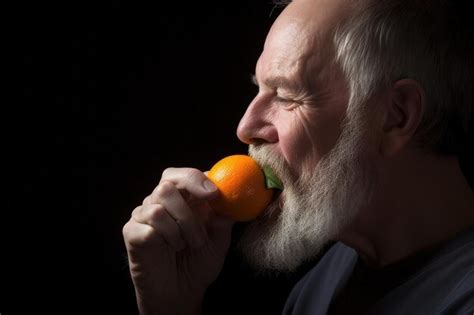 Premium Ai Image Closeup Of A Man Eating An Orange Created With