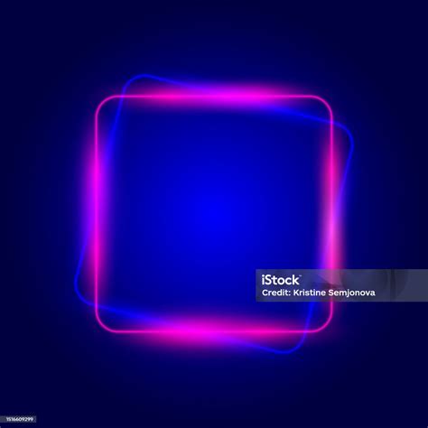 Neon Square Frame Abstract Blue And Pink Glowing Border Isolated Vector