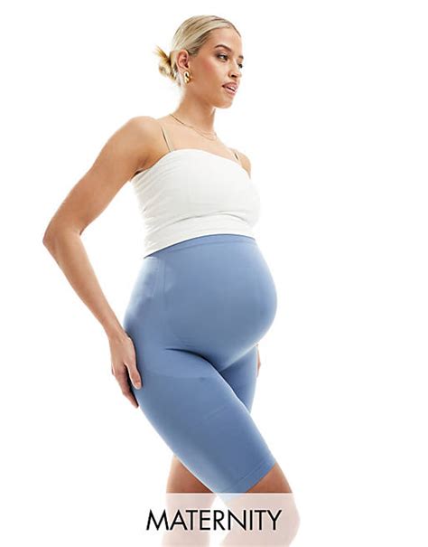 Mamalicious Maternity Over The Bump Shapewear Shorts In Denim Blue Asos