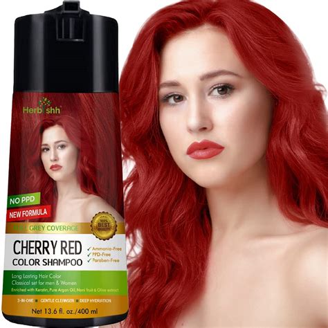 Herbishh Natural Cherry Red Hair Color Shampoo PPD Free Dye