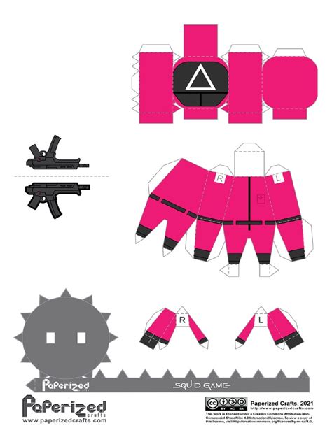 Squid Game Triangle Pink Soldier Papercraft Pdf