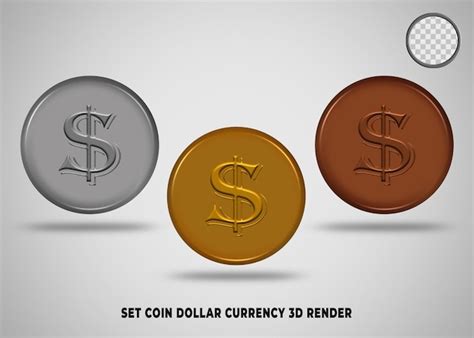 Premium Psd Set Coin Usa Dollar Currency Gold Silver Bronze Style D