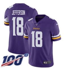 Men S Minnesota Vikings 18 Justin Jefferson Purple Team Color Stitched