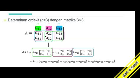 Matematika Teknik Menentukan Determinan Matriks Orde 3x3 Youtube