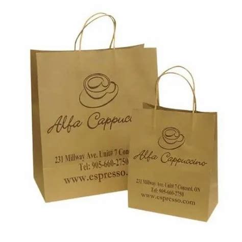 Brown Printed Kraft Paper Carry Bag For Shopping Capacity 1kg At Rs