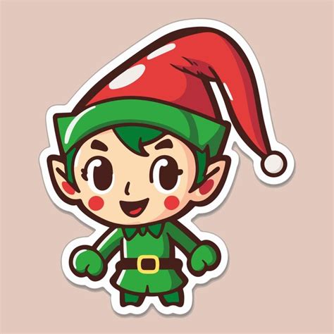 Premium Vector Christmas Elf Cartoon Sticker Xmas Santa Elf Stickers