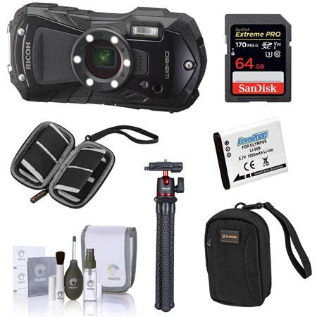 Ricoh Wg Waterproof Digital Camera Black Bundle With Gb Sd