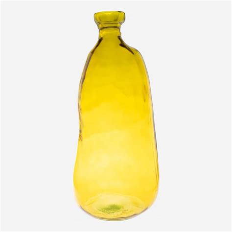 Usiole Vase Dame Jeanne en Verre Recyclé 22 x 51 cm Jaune Habitat