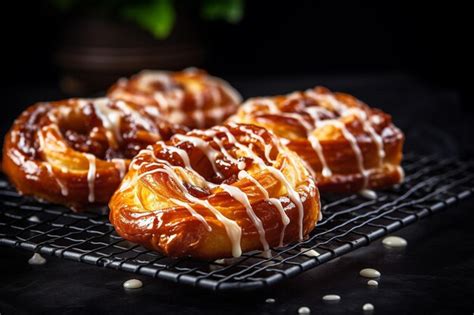 Premium Photo A Closeup Of Danish Pastries With A Coconut Cream Filling