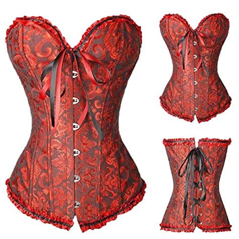 Buy Zzebra Dark Red Satin Bone Lace Up Steampunk Corset Sexy Gothic