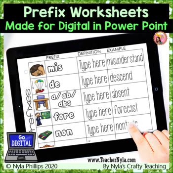 Prefix Worksheets For Power Point Distance Learning By Nyla S Crafty