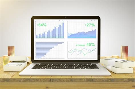 Premium Photo Business Chart On Laptop Screen On Wooden Table With