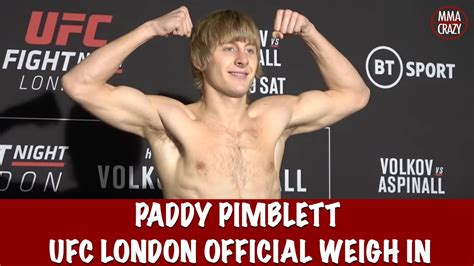 Paddy Pimblett Weighs In For His Ufc London Bout Against Kazula Vargas