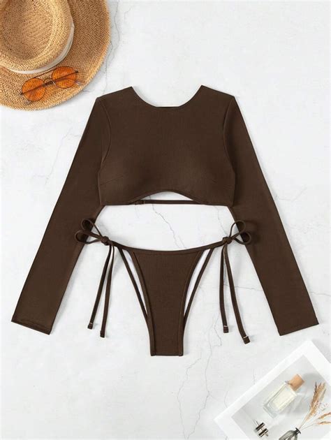 Shein X Lily May Mac Conjunto De Bikini Con Dise O De Nudo Lateral