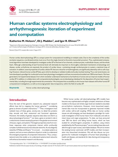 Pdf Human Cardiac Systems Electrophysiology And Arrhythmogenesis