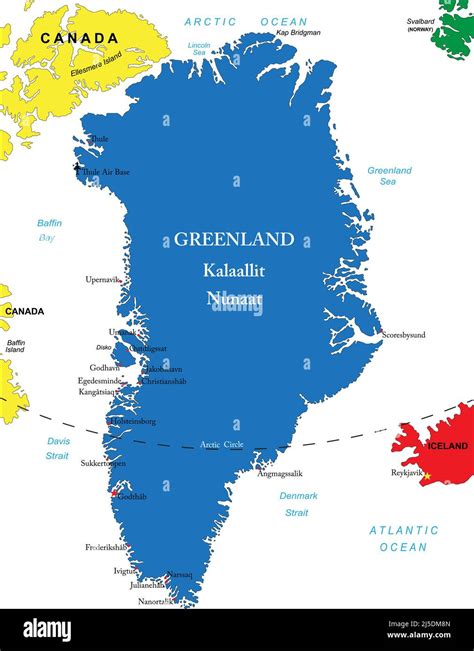 Mapa Vectorial Muy Detallado De Groenlandia Con Regiones