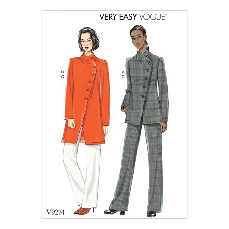 Vogue Patterns Sewing Pattern MISSES ASYMMETRICAL LINED JACKET AND