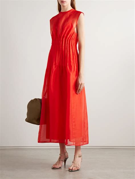 Khaite Wes Pintucked Silk Organza Maxi Dress In Maxi Dress Silk