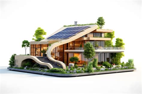 Premium Ai Image 3d Modern House With Sun Panels Energy On The Roof Innovation Sustainable