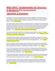 WGU D072 Fundamentals For Success In Business Pre Assessment Docx WGU