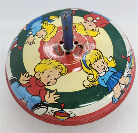 Vintage 1940s Tin Litho Ohio Art Spinning Top Elaine Ends Hileman Ebay