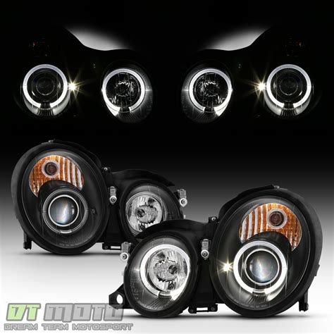 Black 1998 2002 Mercedes W208 Clk Halo Projector Headlights Clk320