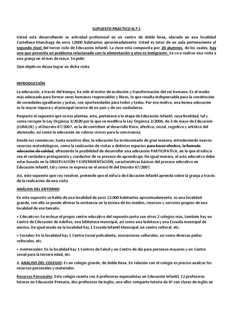 Supuesto Práctico 1 Resuelto Pdf Educación De La Primera Infancia