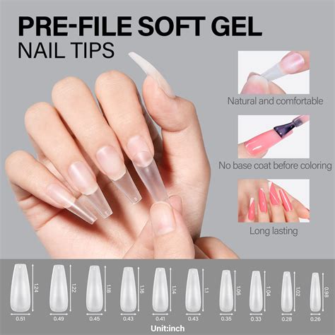 Aillsa Nail Tips And Glue Gel Kit Coffin Matte Soft Gel Nail Tips