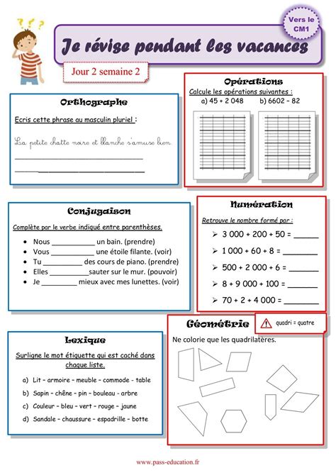 Cahier de vacances gratuit à imprimer ce2 vers le cm1 juillet Artofit