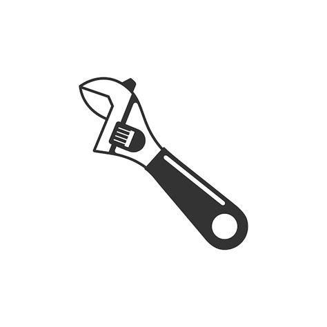 Icono De Llave Inglesa En Blanco Y Negro Vector Premium