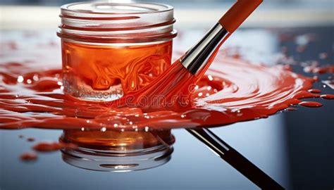 Pouring Vibrant Blue Ink From A Glass Bottle On A Table Generated By Ai