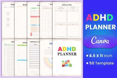 Editable Adhd Planner Canva Template Graphic By Munjixpro Creative