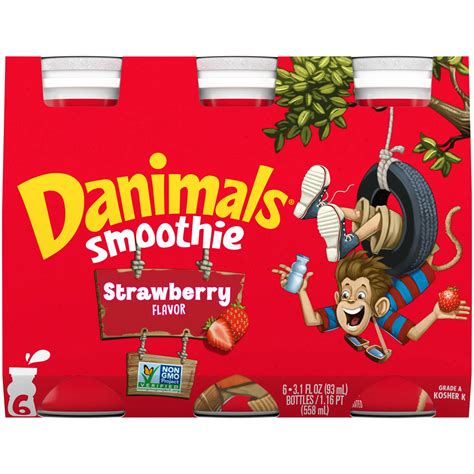 Dannon Danimals Strawberry Smoothie 3.1 oz Bottles - Shop Yogurt at H-E-B