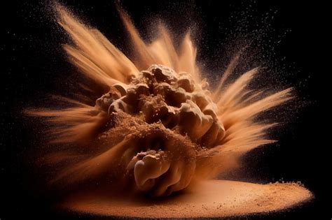 Premium Photo Sand Explosion Isolated On Black Background