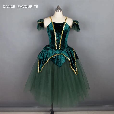 Classical Green Color Long Ballet Dance Romantic Tutu Dress For Adult