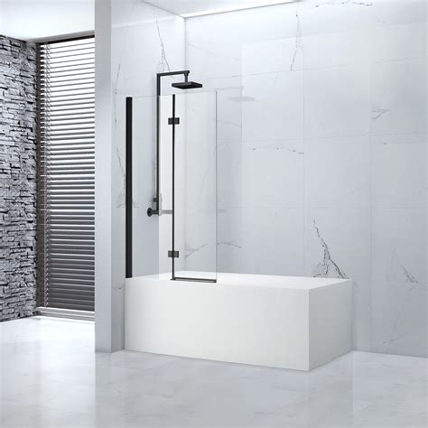 Aquaglass Onyx Black 8mm Hinged Folding Bath Screen