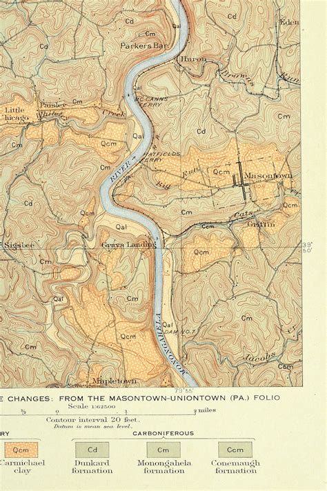 Carmichaels Map of Masontown Pennsylvania Topographic Print | Etsy