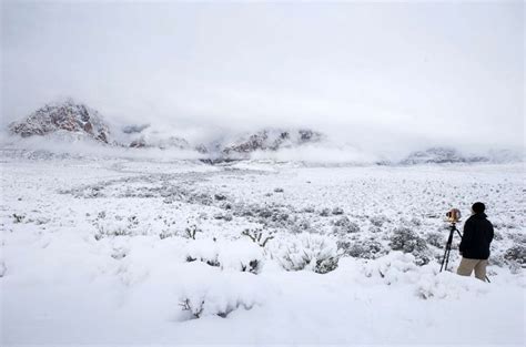 Las Vegas Strip Sees Rare Snowfall As Winter Storm Wallops Southwest