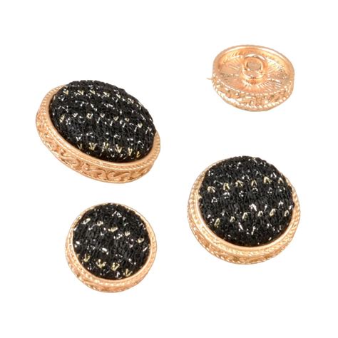 Lot De Boutons Rond Bijou Couvert Noir Mymercerie Vente En