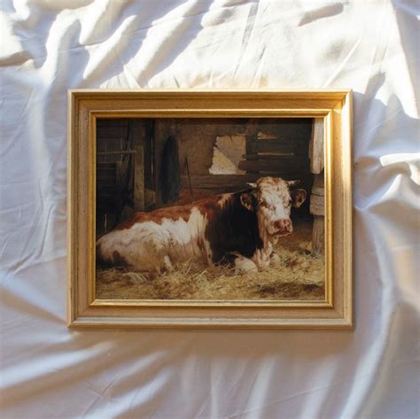 Vintage Cow Painting, Vintage Art Prints Framed, Antique Replica ...