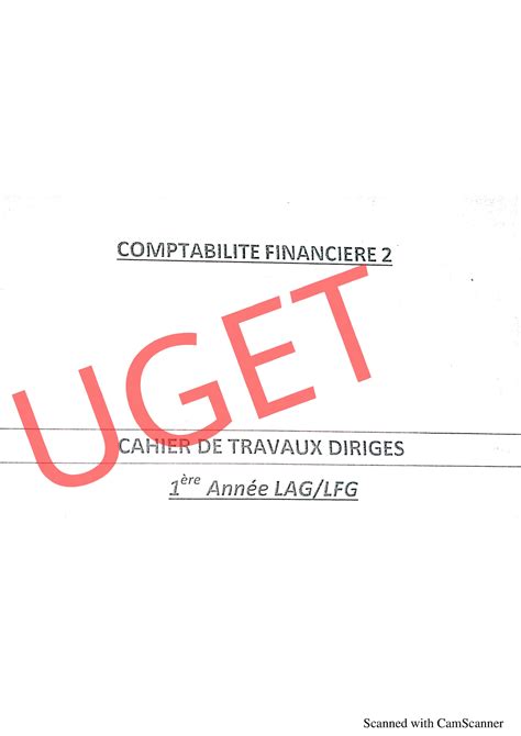 Cahier TD Compta 2 2018 2019 COMPTABILITE FINANCIERE 2 IGE CAHIER