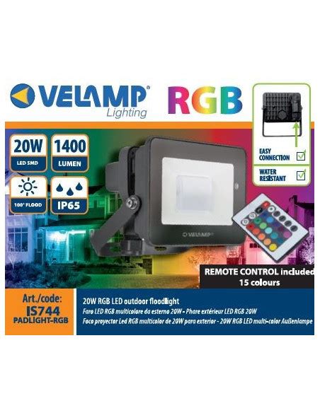 Velamp Is Padlight Rgb Projecteur Led Smd Avec T L Commande W Rgb