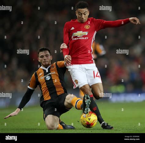 Hull Citys Andrew Robertson Left And Manchester Uniteds Jesse